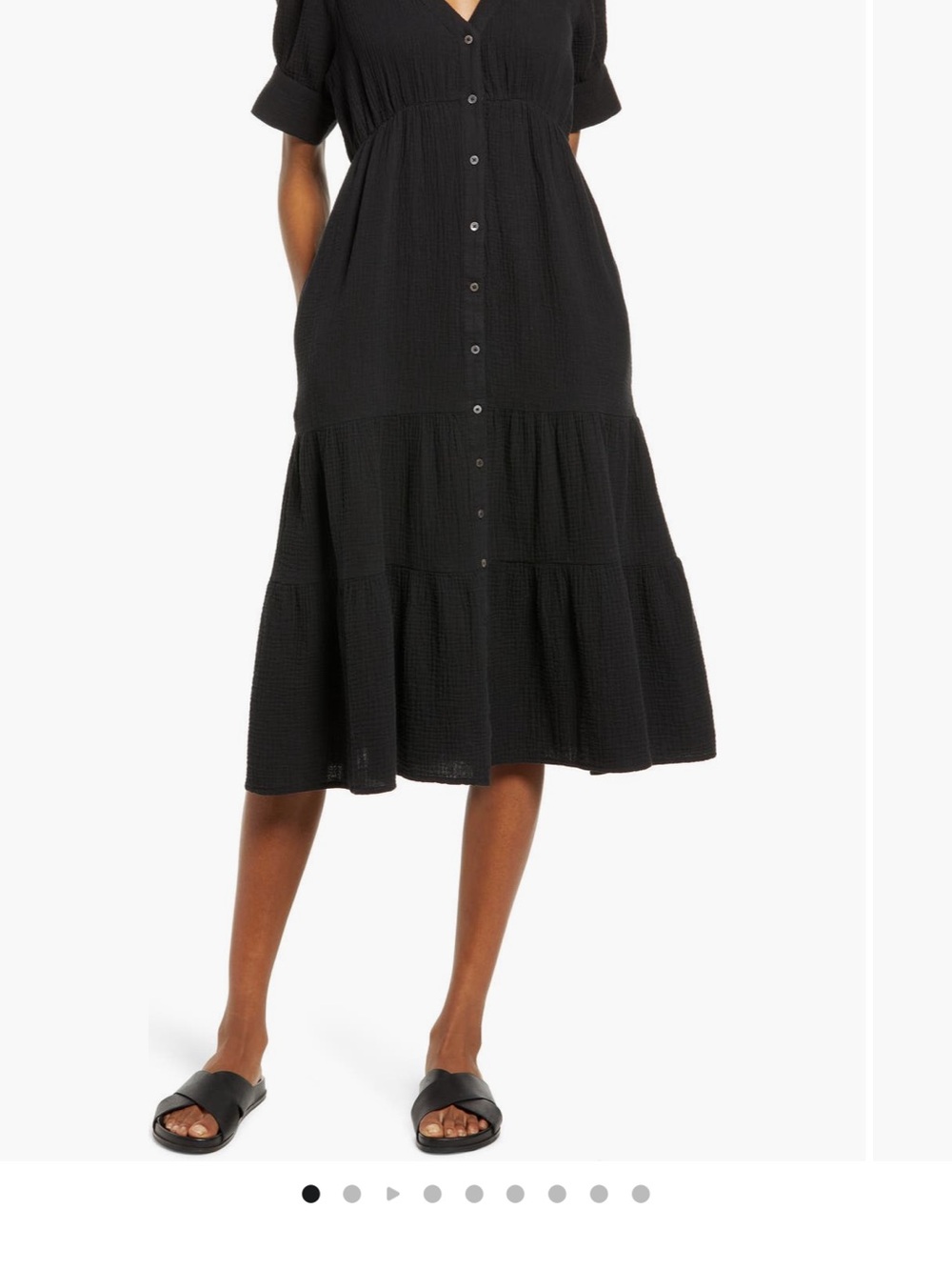 Madewell Lightspun Tiered Button Front Midi dress